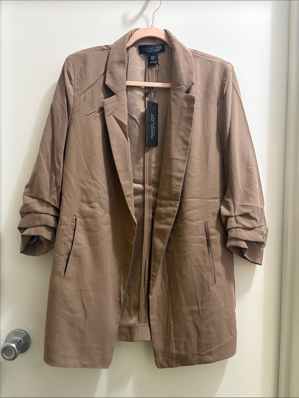 Rachel Zoe Taupe Open-Front Blazer Jacket